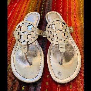 Tory Burch Brazilian Made Silver Thong Sandals